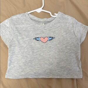 SHEIN Gray Heart Graphic Women's Blouse